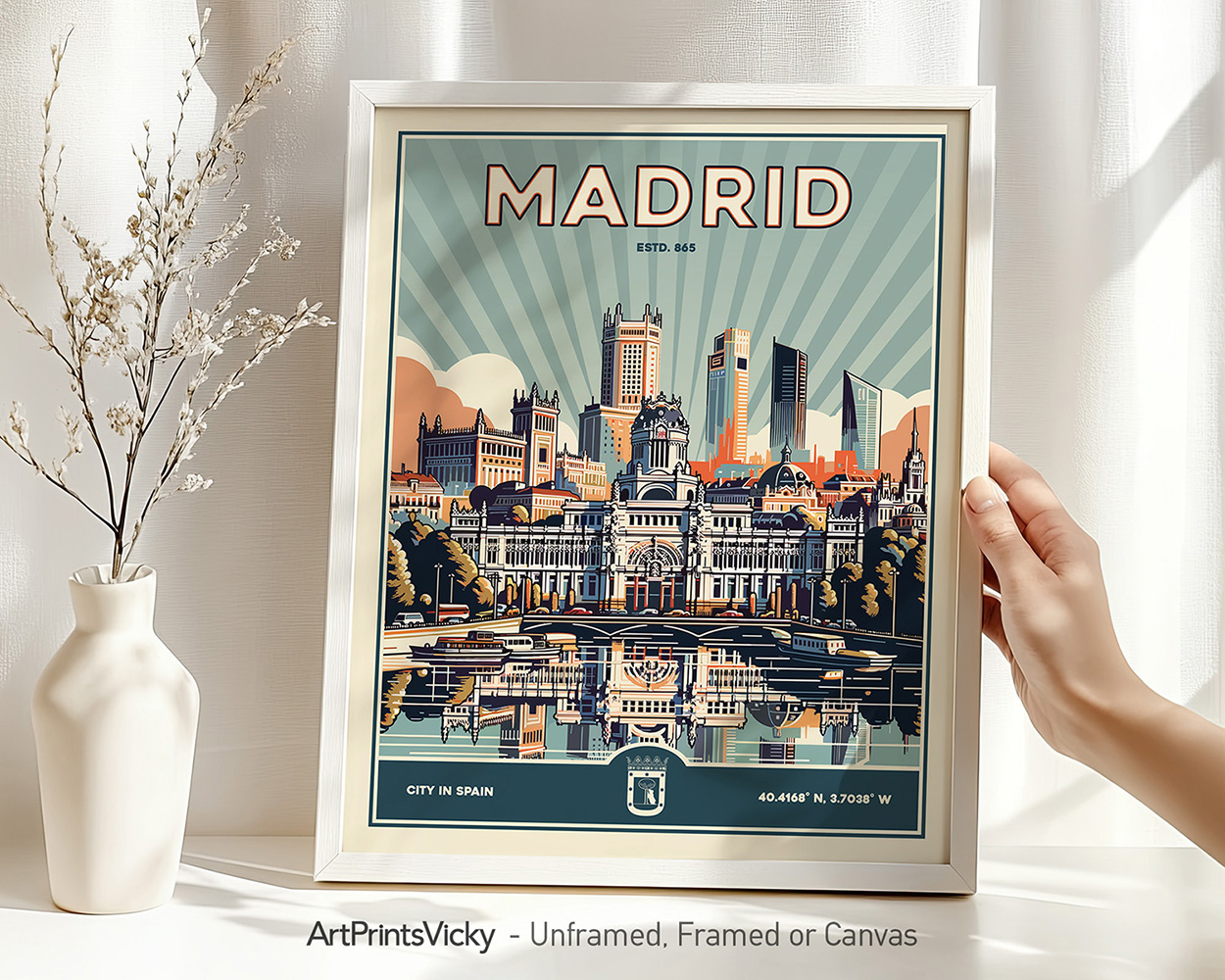 Madrid Poster Inspired by Retro Travel Art