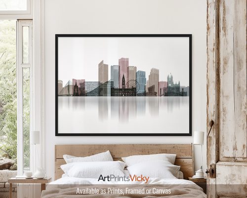 Manchester Wall Art Print in Distressed Style