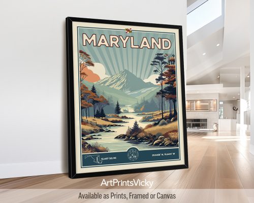 Maryland Poster Inspired by Retro Travel Art by ArtPrintsVicky