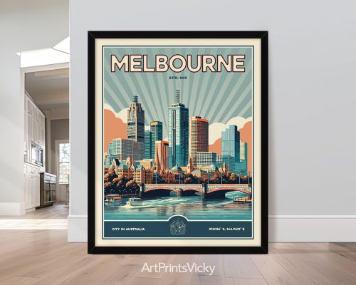 Melbourne Poster Inspired by Retro Travel Art