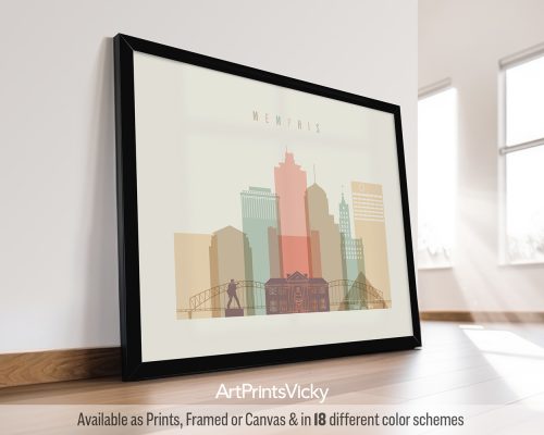 Memphis Cityscape Poster In Warm Pastels by ArtPrintsVicky