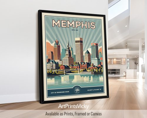 Memphis Print Inspired by Retro Travel Art by ArtPrintsVicky