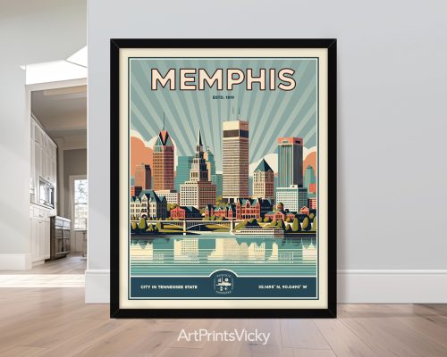 Memphis Print Inspired by Retro Travel Art