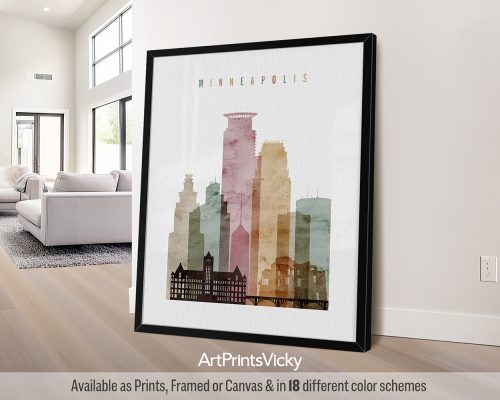 Minneapolis Poster: Warm Palette Landmarks