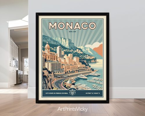 Monaco Print Inspired by Retro Travel Art