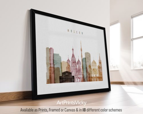Moscow Cityscape Poster in Warm Watercolors