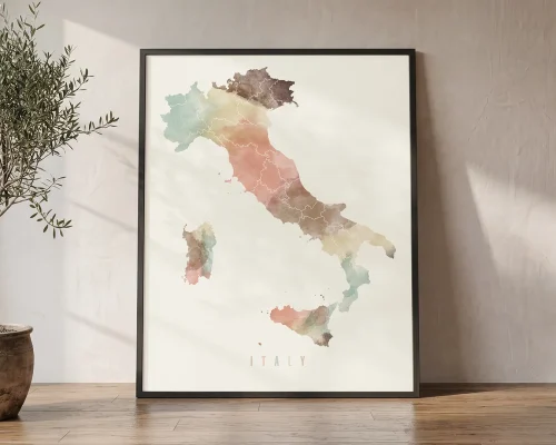 My Italian Journey Peaceful Pastel Map Poster | ArtPrintsVicky