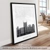 Nashville minimalist map and skyline poster featuring iconic landmarks, and street layout, all rendered in a bold black and white color scheme, by ArtPrintsVicky.