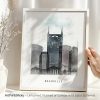 Nashville skyline featuring iconic landmarks in a minimalist Urban 1 style by ArtPrintsVicky.