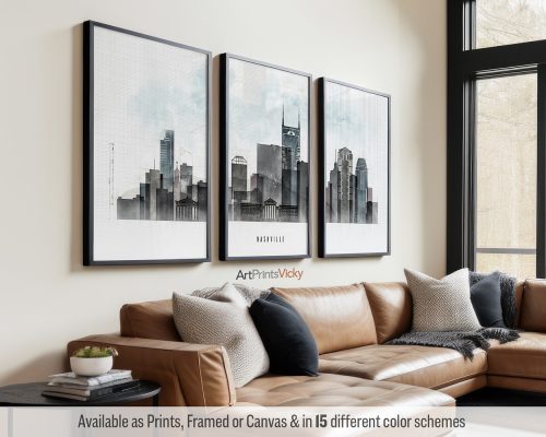 Nashville as Set of 3 Prints in Cool Urban Style