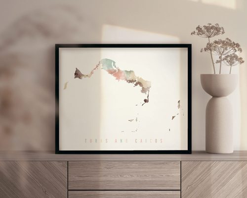 Turks and Caicos map poster pastel cream second