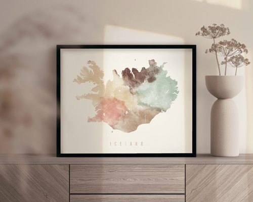 Iceland map poster pastel cream second