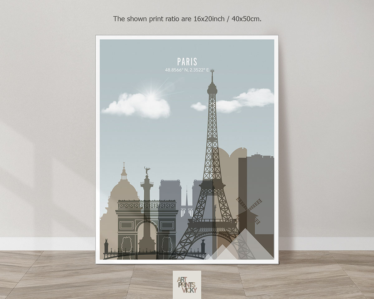 Upgrade your wall gallery with stunning Paris skyline wall art prints!