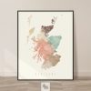 Scotland map poster in pastel cream