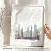 Framed map print of New York City featuring notable buildings and landmarks.