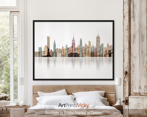 New York Cityscape Poster in Warm Watercolors