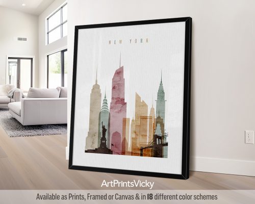 Watercolor NYC Skyline Print