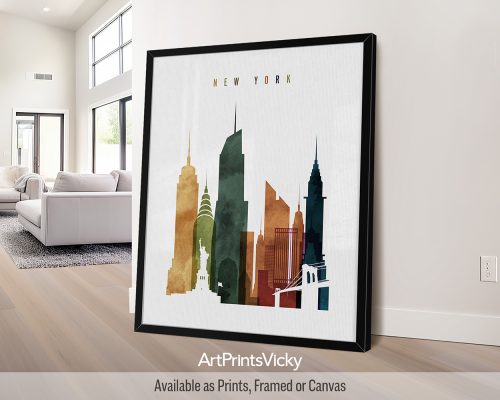 NYC Skyline in Bold Watercolor Poster