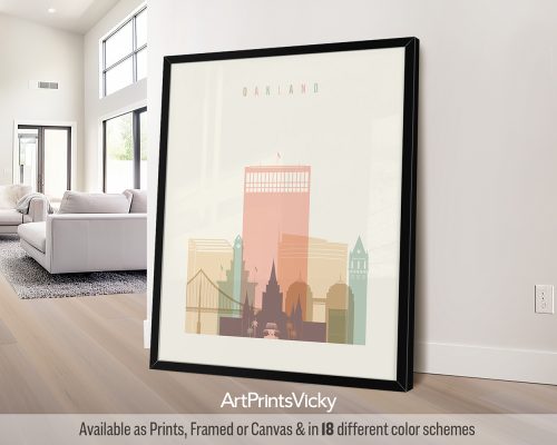 Oakland Skyline Poster | Pastel Charm, East Bay Vibes by ArtPrintsVicky