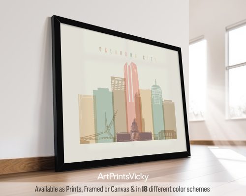 Oklahoma City Poster in Warm Pastels by ArtPrintsVicky