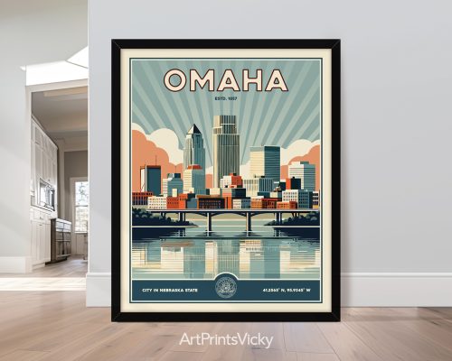 Omaha Print Inspired by Retro Travel Art