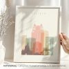 Art print featuring a stylized skyline of Orlando with pastel colors and the text 'Orlando' at the top.