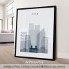Framed print of Oslo city skyline featuring various buildings in a minimalist design.