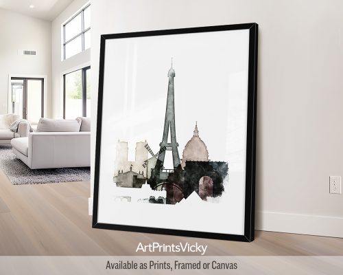 Paris Drawing Print in Warm Tones by ArtPrintsVicky