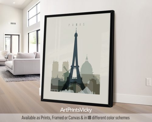 Paris wall art print in Earth Tones 1 theme, modern city print by ArtPrintsVicky