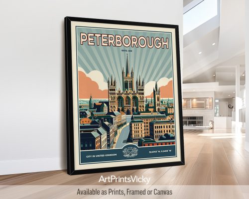 Peterborough Print Inspired by Retro Travel Art by ArtPrintsVicky