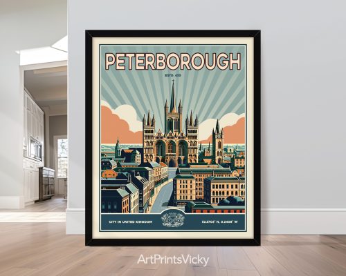 Peterborough Print Inspired by Retro Travel Art