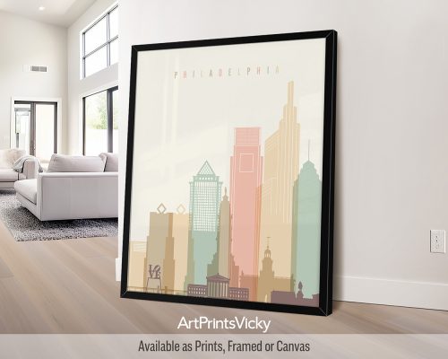 Philadelphia Poster in Warm Pastels Close Up