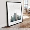 Framed print of the Philadelphia city skyline with a minimalist design.