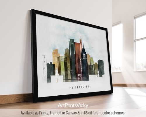 Philly Skyline Print | Urban 2 Theme, Edgy Cityscape by ArtPrintsVicky