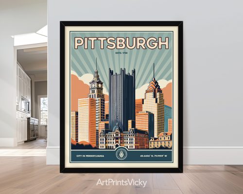 Vintage Pittsburgh Skyline Art Print