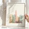 Art print of Porto cityscape featuring buildings in various colors and styles.
