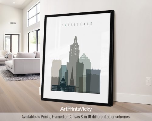 Providence City Poster in Cool Earth Colors by ArtPrintsVicky
