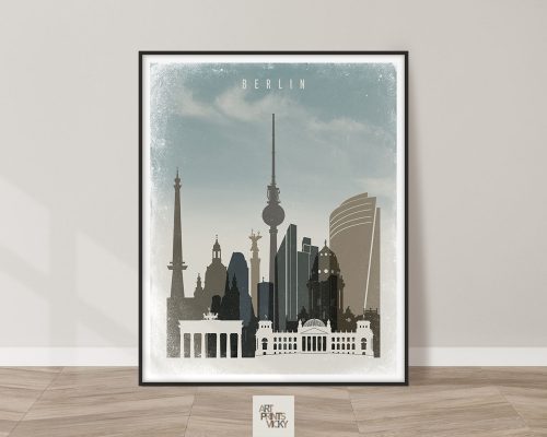 Berlin travel poster in retro style