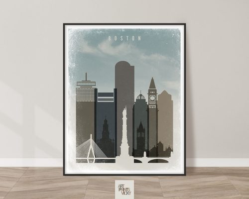 Boston travel poster in retro style
