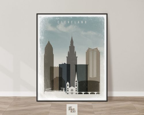 Cleveland travel poster in retro style