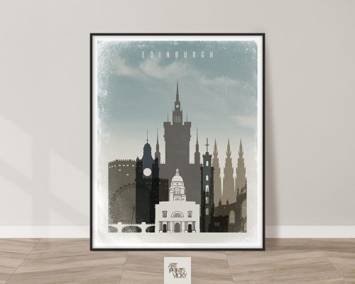 Edinburgh travel poster in retro style