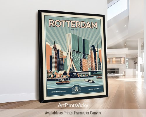 Rotterdam Print Inspired by Retro Travel Art by ArtPrintsVicky