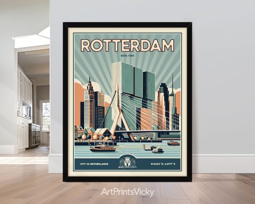 Rotterdam Print Inspired by Retro Travel Art