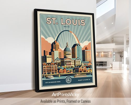 Saint Louis Poster Inspired by Retro Travel Art