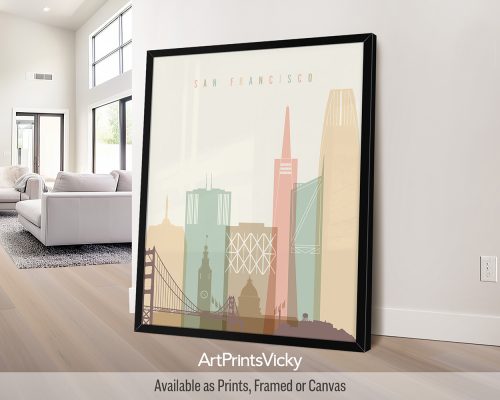 San Francisco Poster in Warm Pastels Close Up