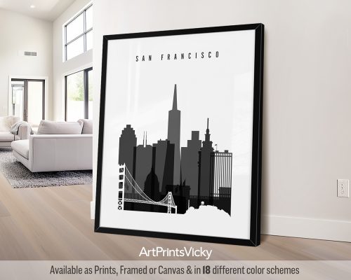 Black and white San Francisco city poster by ArtPrintsVicky