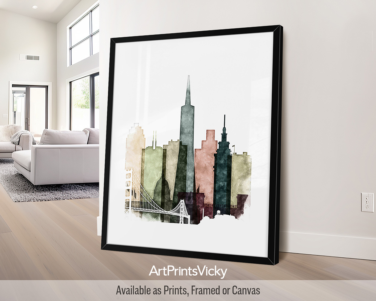 Colorful San Francisco Drawing Poster: Transform Your Space with Cozy and  Artistic Tones
