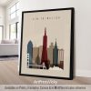 Framed print of a San Francisco cityscape featuring notable buildings and landmarks.