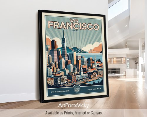 San Francisco Poster Inspired by Retro Travel Art