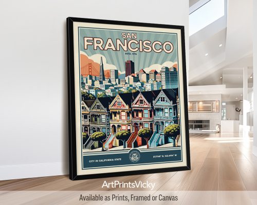 San Francisco Print Inspired by Retro Travel Art by ArtPrintsVicky